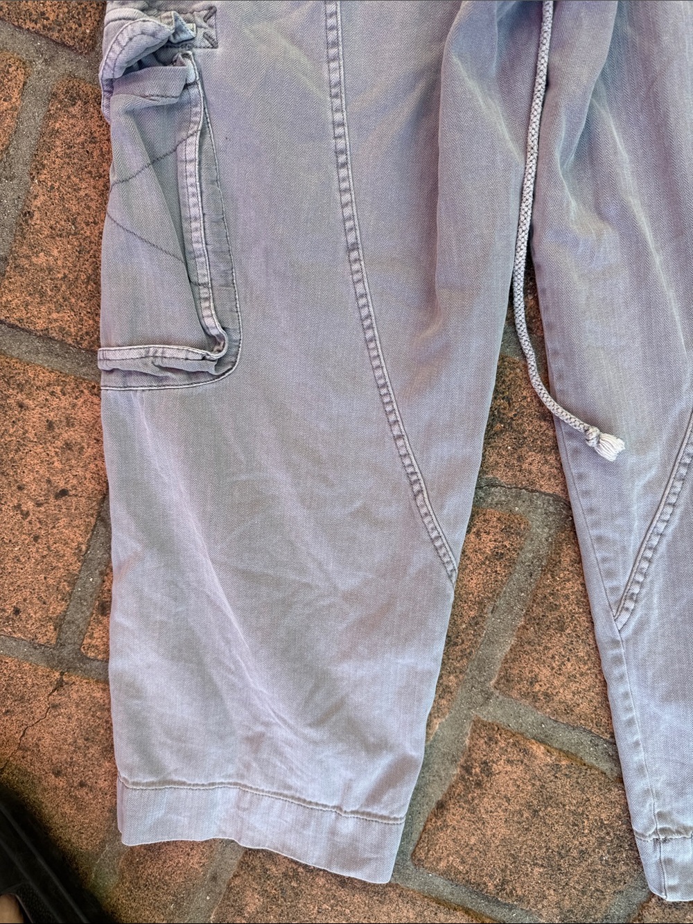 Free People Light Gray Relaxed Cargo Jeans with Drawstring - Picture 7 of 11